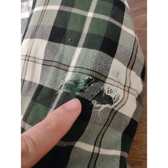 LL Bean Flannel Shirt Sherpa Lined Jacket Mens XXL-Tall Plaid Green Shacket - Picture 2 of 9